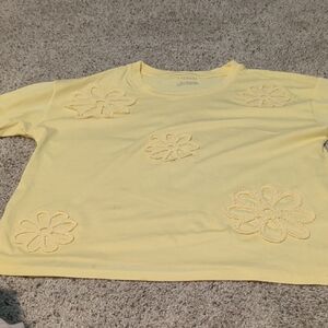 Talbots Yellow Floral Short Sleeve Top